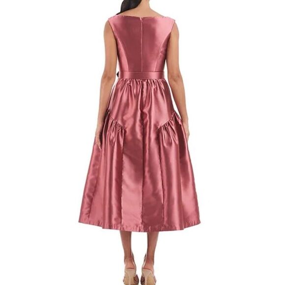 Kay Unger Lydia Satin Fit and Flare Dress in Rose- Size 2 - Picture 2 of 9